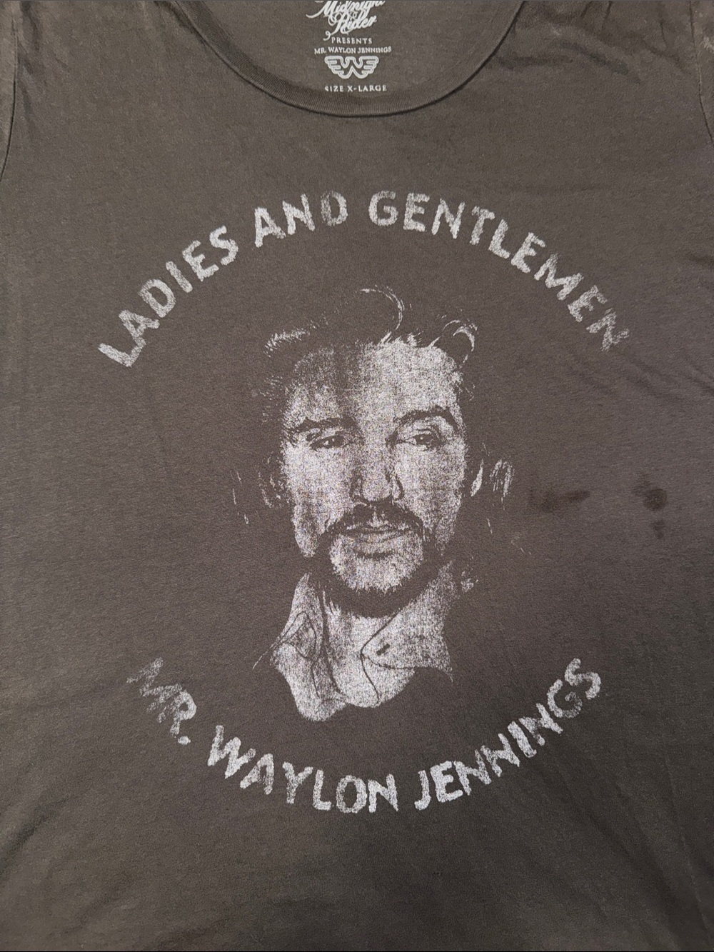 Midnight Rider Charcoal Tee with Waylon Jennings Graphic